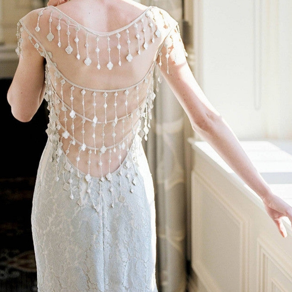 Claire Pettibone Florence Gothic Angel 2015 Vintage Couture Wedding Dress Size10 - Picture 7 of 16